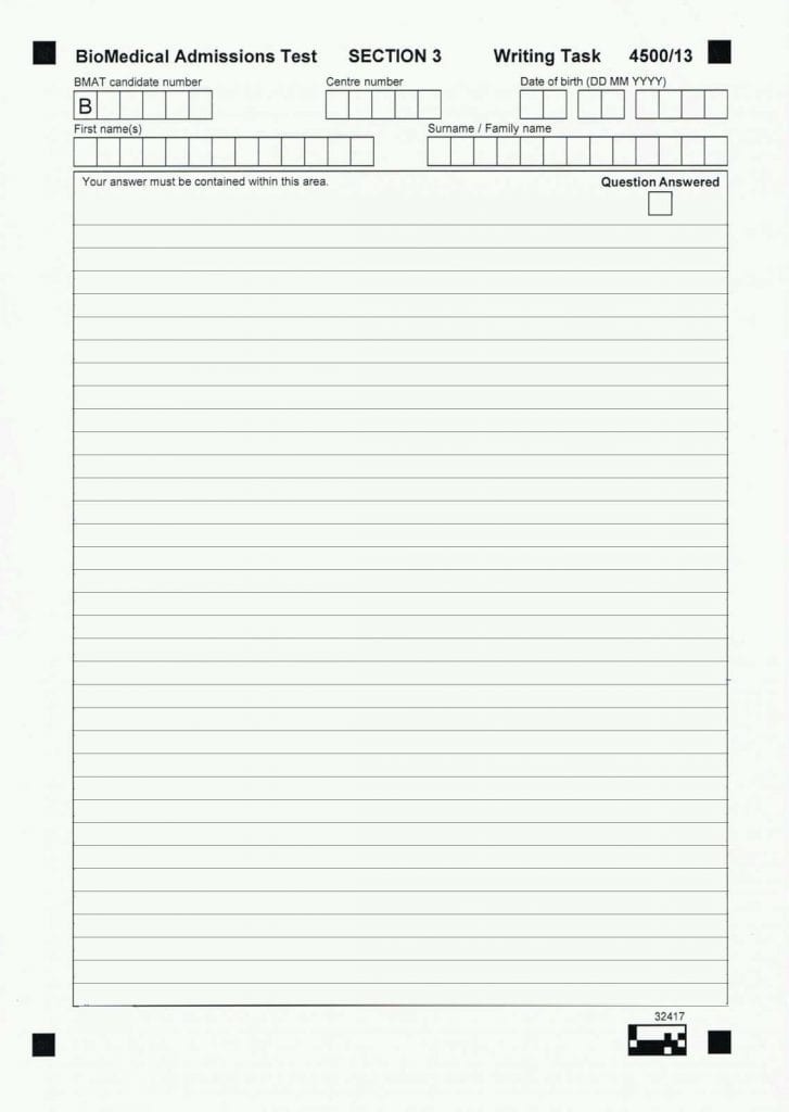 bmat essay answer sheet