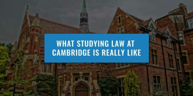 view of Cambridge university with text over the top of the image