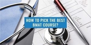 How to pick the best BMAT course title overlayed on stethoscope image.