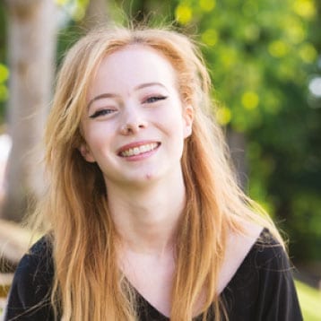 Ginger haired female student.