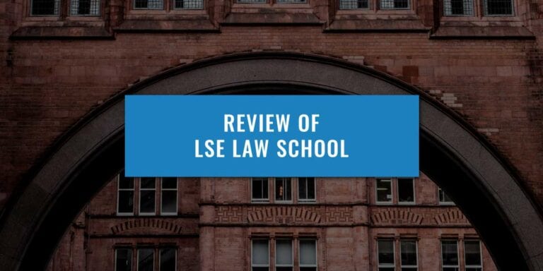 LSE law school archway entrance with text over the top of the image