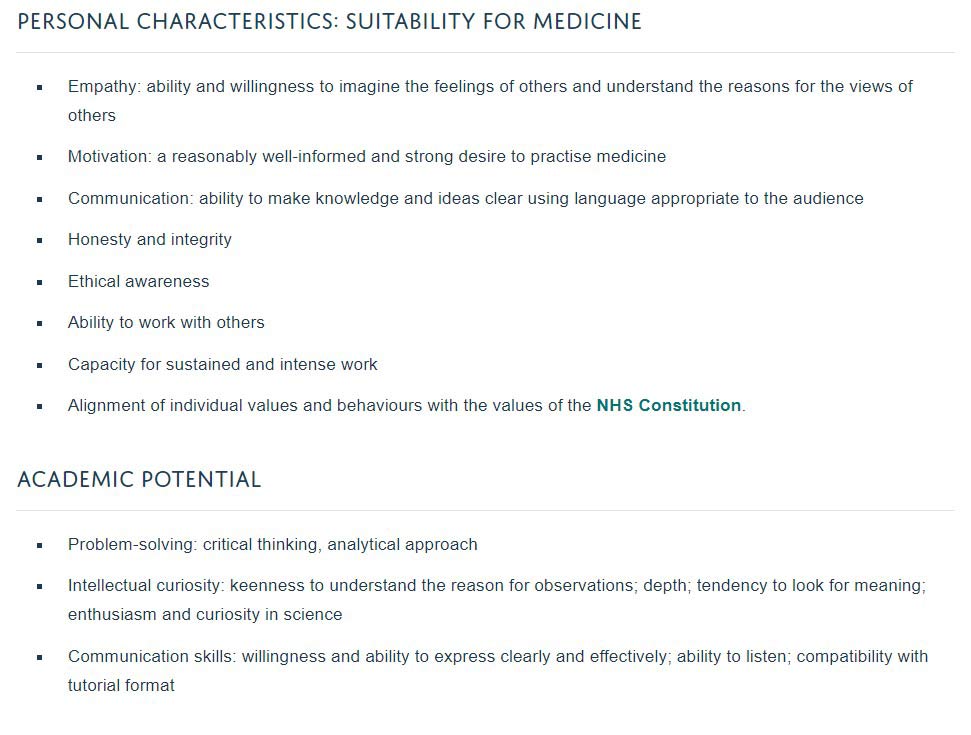 oxford key qualities for medical students