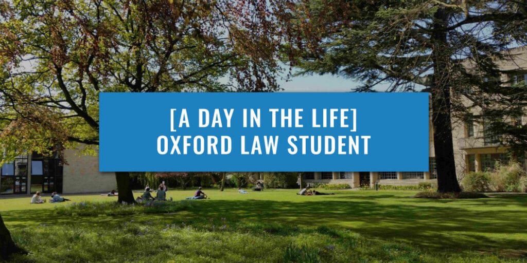 green field with trees and university buildings in the background with text over the top of the image