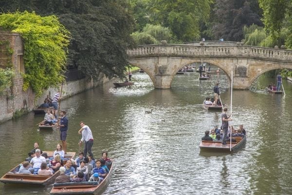 Punting Under Clare Bridge