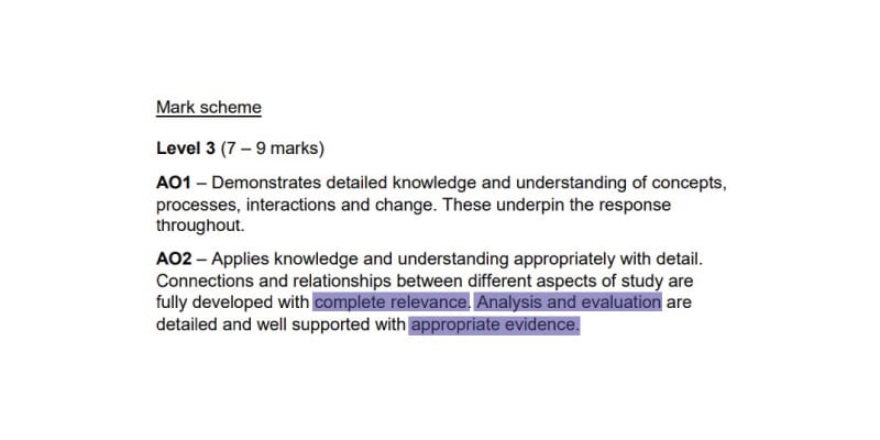 A-level mark scheme analysis