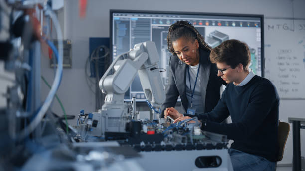 Engineering university students working